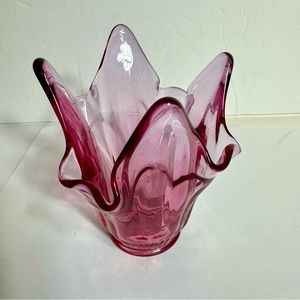 Vintage Fenton Dusty Rose Spiked Votive Candle Holder  Glass. Fenton stamped